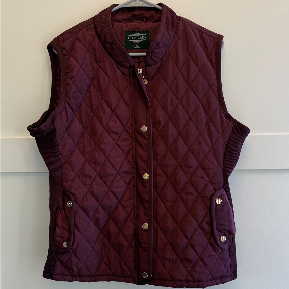 City Chic Quilted Wine Sleeveless Vest